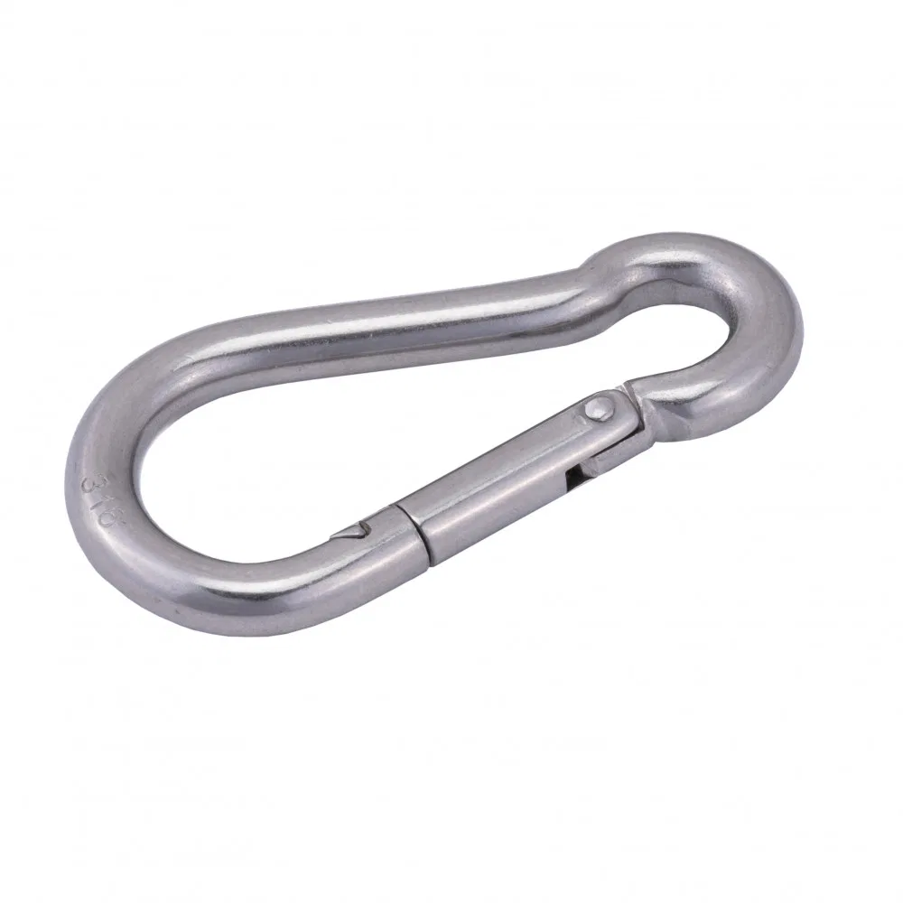 S-1111C – WHITECAP IND Carabiner, Snap Lock Gourd shaped 7/16 Inch Inside Diameter 3-1/8 Inch Length Silver Stainless...